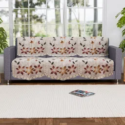 Aura Brown & Off White Cotton Sofa Cover-image-72