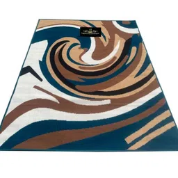 Samjeeda Handloom carpets Black Geometric Anti-Skid Polyester Carpet-57