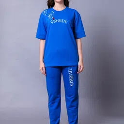 Lazy Lush Printed T-Shirt & Track Pant Co-Ords Set-picture-0