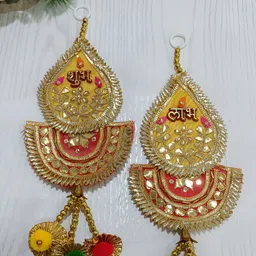 Sellplus 2-Pcs Green & Yellow 2-Pcs Wall Hanging Toran Festive Hanging-52