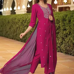 Anni Designer Women Floral Embroidered Kurta with Trousers & Dupatta-image-97