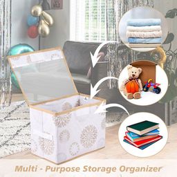 Kuber Industries White & Gold Toned 3 Pieces Printed Drawer Box With Handle Organisers image 2
