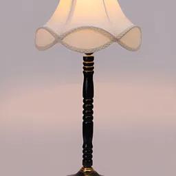 Devansh Off White Wood Traditional Frusturical Shaped Table Lamp-6