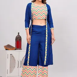 SRFA Printed Round Neck Top & Jacket With Palazzos-image-47