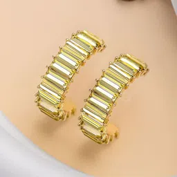EVERSTYLISH CRYSTAL GALAXIES Artificial Stones Studded Contemporary Half Hoop Earrings-23