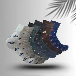 MJE 5-Pcs Patterned Cotton Ankle Length Socks-image-25