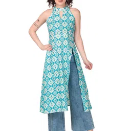 Magnetism Printed Pure Cotton Key Hole Neck A-Line Kurta-picture-15