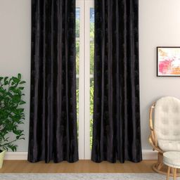 Myntra Elegant Homes Coffee Brown Set of 2 Floral Room Darkening Door Curtain-47