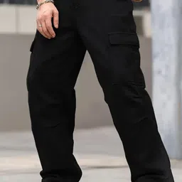 VOGAAN Men Relaxed Loose Fit Cargos Trousers-image-96
