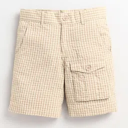 Cherry Crumble Boys Checked Regular Fit Mid-Rise Cotton Shorts-19