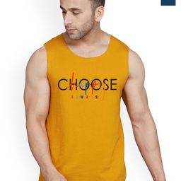 SLOWLORIS Pack Of 2 Printed Round Neck Gym Vests VSL26 CMB(CHS MUSTARD)(JUST PEACOCK)-image-92