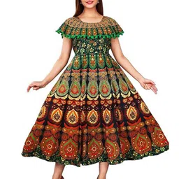 OUTER WEAR AYAM EXPORTS Ethnic Motifs Printed Cotton Fit & Flare Midi Dress-picture-11