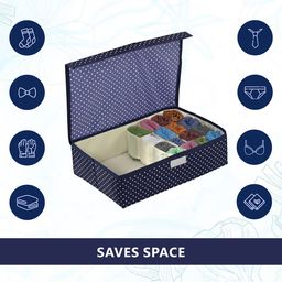 Kuber Industries Blue & White Foldable Wardrobe Drawer Organiser image 4