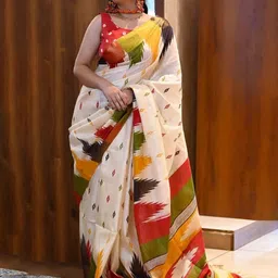 Pandadi Saree Printed Pure Cotton Zari Bagru Saree-image-44