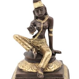 Exotic India Gold-Toned & Brown Seated Goddess Uma Religious Idol Showpiece-image-83