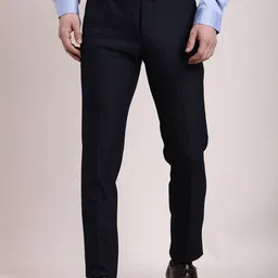 Turtle Men Textured Tailored Slim Fit Formal Trousers-image-69