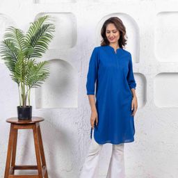 INAAYA JAIPUR Mandarin Collar Pure Cotton Straight Kurti-image-83