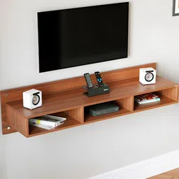 bluewud Brown Engineering Wood Reynold Wall Mount TV Entertainment Unit-image-58