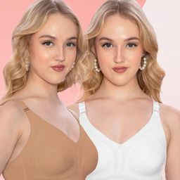 Clothonics Pack Of 2 White And Beige seamless Full Coverage Non-Padded Bra-image-30