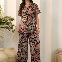 IMANA Printed Pure Cotton Collared Neck Half Sleeve Shirt & Trouser Co-Ord-image-68