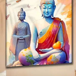 Myntra Elegant Homes White & Blue 1 Piece Canvas Religious Wall Paintings-image-86