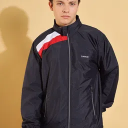 Dollar Men Mock Collar Striped Casual Bomber Jacket-picture-33