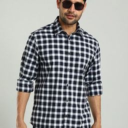 Indian Terrain Men Classic Slim Fit Gingham Checks Opaque Checked Casual Shirt-image-96