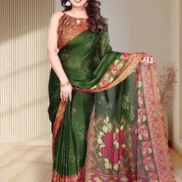 SUPERLAXMI Floral Printed Pure Chiffon Saree-image-52