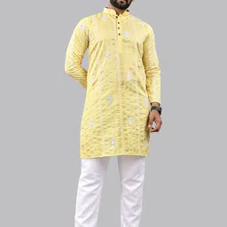 CHARLOTTE GRACIOUS Men Embroidered Sequinned White Romance Kurta-picture-28