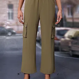 Outzidr Women Regular Fit Mid-Rise Parachute Cargo Trousers-image-27