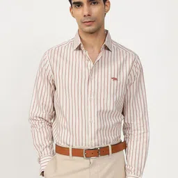 Andamen Semi Casual Men Cotton Linen Stripe Regular Fit Shirt-image-88