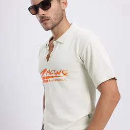 glitchez Typography Printed Polo Collar Oversized T-shirt-image-66
