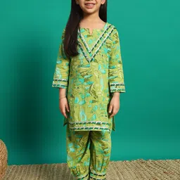 Readiprint Fashions Girls Floral Printed Gotta Patti Pure Cotton Kurti with Harem Pant-picture-29