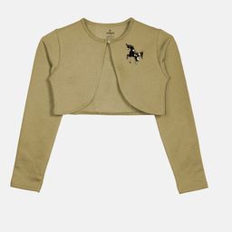 KiddoPanti Girls Embellished Crop Button Shrug-image-89