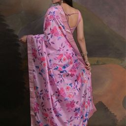 Anouk Rustic Floral Printed Embellished Sequinned Border Pure Chiffon Saree image 3