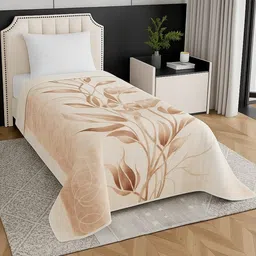 Signature Beige & Brown Floral Mild Winter Single Bed Blanket-picture-48