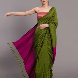 Saree star Colourblocked Taant Sarees With Blouse-picture-13