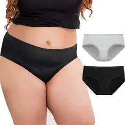 Diving Deep Women Pack of 2 Cotton Assorted Plus Size Hipster Briefs-image-44