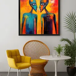 999Store Orange & Blue 1 Piece Abstract Faces Canvas Wall Art-image-61