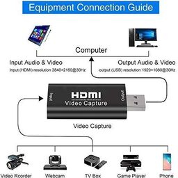 Microware Audio Video Capture Cards, HDMI to USB 2.0/USB High Definition Full HD 1080p 30fps Record via DSLR Camcorder Action Cam for Acquisition,Live Streaming,Gaming,Teaching,Conference image 2