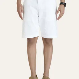 PERCH Men Linen White Mid-Rise Shorts-image-32
