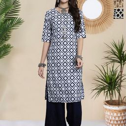 HERE&NOW Pack Of 3 Ethnic Motifs Printed Straight Kurtas-image-93