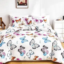 RF RELAXFEEL White & Blue Printed Microfiber Heavy Winter 210 GSM Double Bed Comforter-image-92