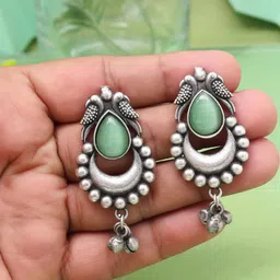 PREYANS Women Elegant Pista Green Color Oxidised Earrings-image-42