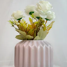 Art Street Pink Ribbed Ceramic FlowerVases-34
