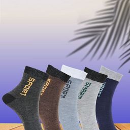 MJE Unisex Pack Of 5 Printed Anti-Odour Ankle-Length Socks-image-47