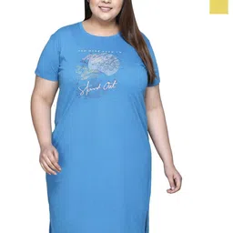 IN Love Pack of 2 Women Plus Size Front Printed Cotton Nighty Chemise-image-61