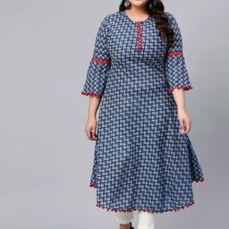 IKRASS Women Floral Printed Mirror Work Kurta-17