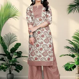 ZELZIS Women Ethnic Motifs Printed Regular Pure Cotton Kurta with Palazzos-picture-25