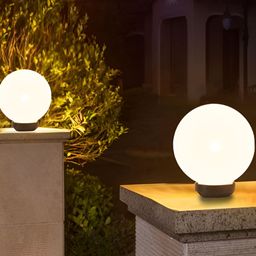 KINIS 2 Pcs White Spherical Shaped Weatherproof & Rust-Resistant Outdoor Pole Lamps-image-63